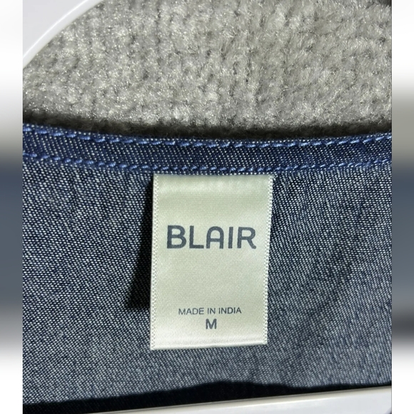 Blair Button Front Denim Midi Dress Womens Size Medium Blue Short Sleeve Pockets - Picture 3 of 8